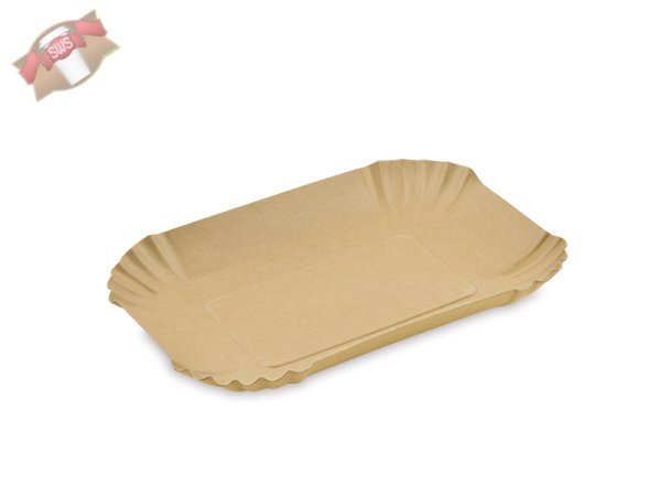 250 Stk. Bio Pappschale braun 13 x 18 x 3 cm mit Fettbarriere